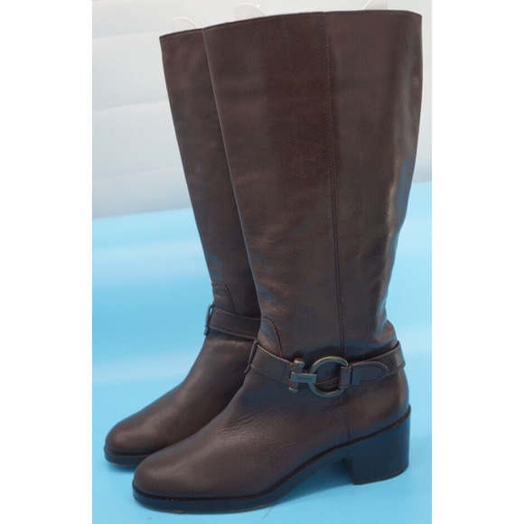 Coach Carolina Extended Wide calf Brown Knee High Riding Tall Boots Sz 10B - Picture 1 of 12